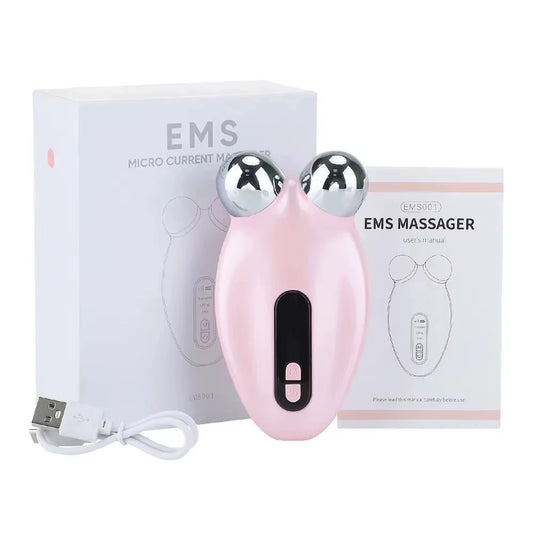 Face Lifting 3D Roller Massager Machine EMS Microcurrent Blue Red Light Therapy V Shaped Double Chin Remover Face Tighting Tool
